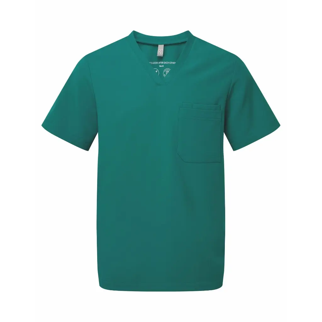 mens-scrubs-limitless-stretch-tunic-clean-green-front-NN200.webp