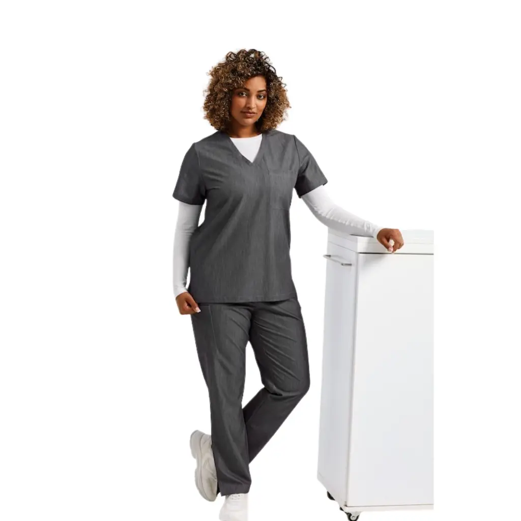 womens-scrubs-limitless-stretch-tunic-dynamo-grey-lifestyle-NN300.webp