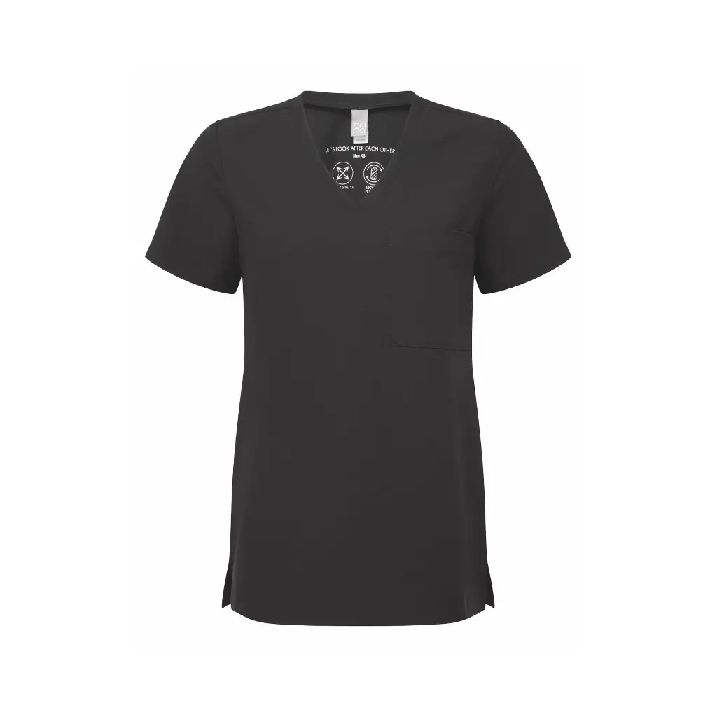 womens-scrubs-limitless-stretch-tunic-black-front-NN300.webp